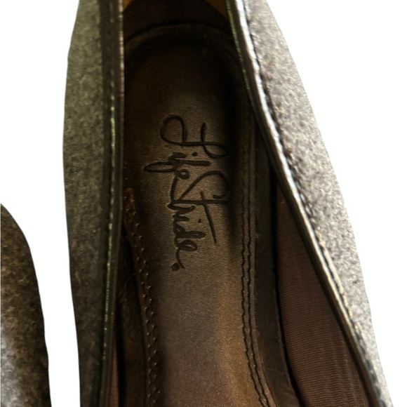Lifestride Lynx Grey Felted Fabric Pump Sz 8M Buckle Round Toe Low Block Heel - Picture 4 of 6